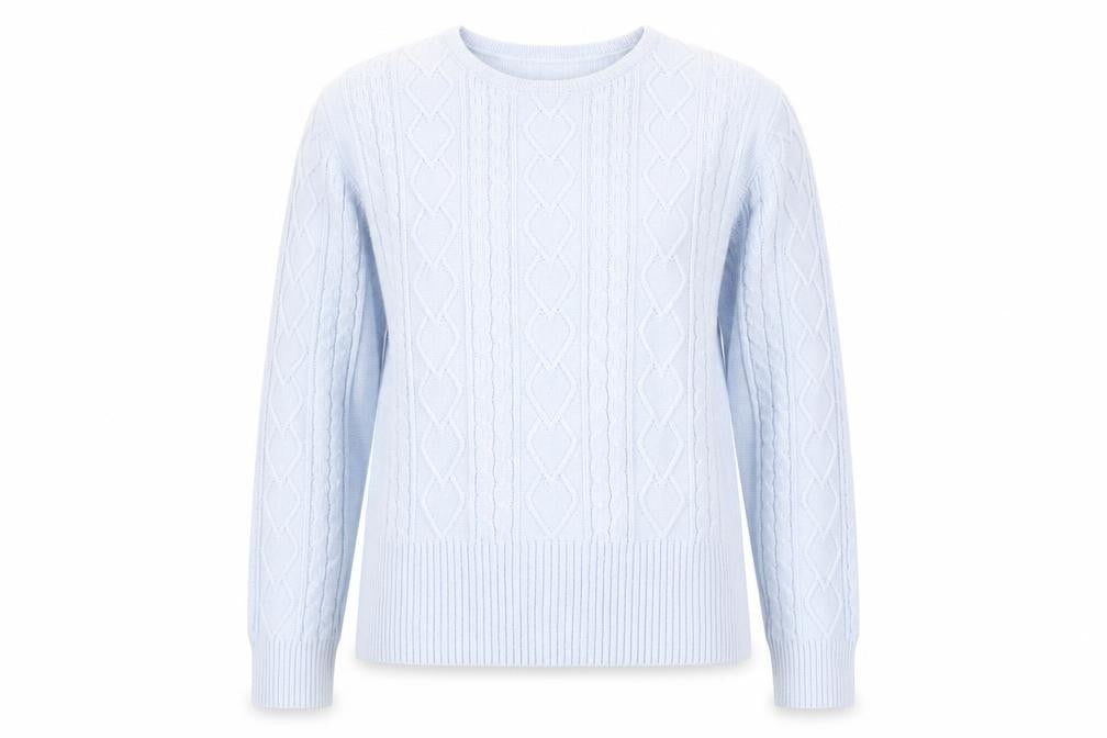 Country Casuals Women Blue Cotton Cable-Knit Jumper M
