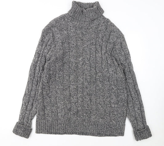 Charles Tyrwhitt Women’s Grey Merino Wool Roll Neck Cable Jumper L