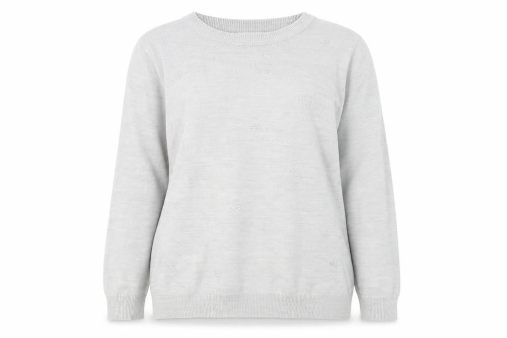 Marks & Spencer Womens Grey Beaded Crew Neck Pullover Jumper Size 16