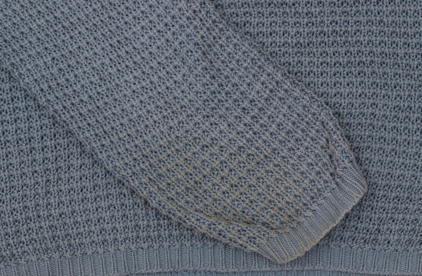 TWOTHIRDS Women Blue Waffle-Knit Cotton Pullover Jumper M