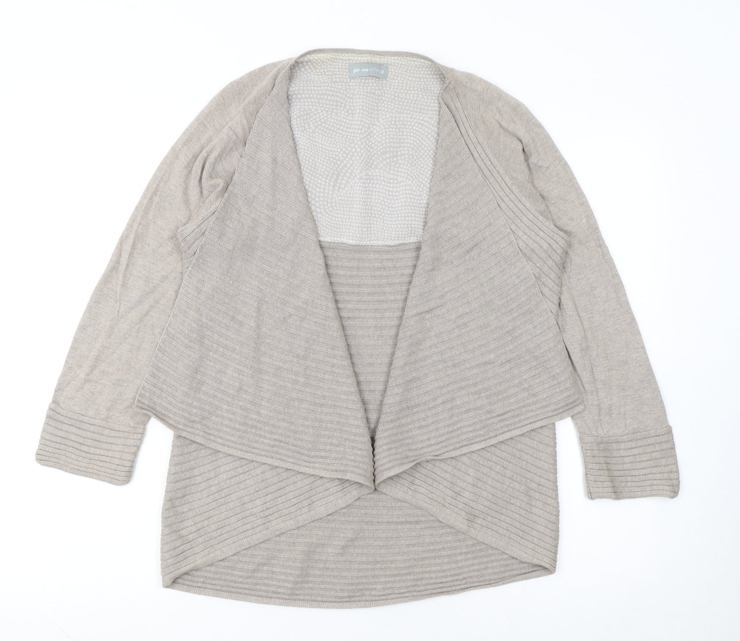 Marks and Spencer Per Una Beige Women Size 12 Open Knit Long Sleeve Cardigan