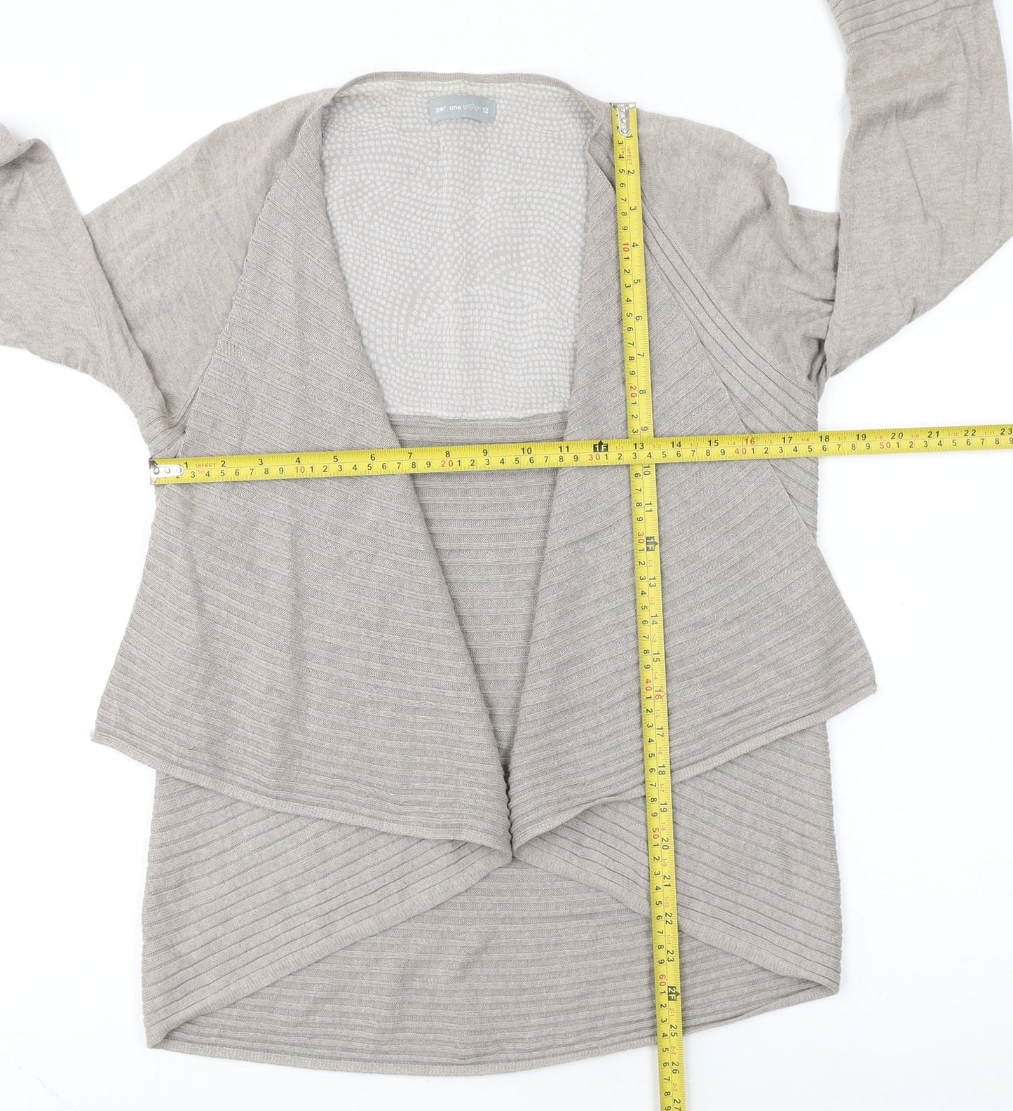 Marks and Spencer Per Una Beige Women Size 12 Open Knit Long Sleeve Cardigan