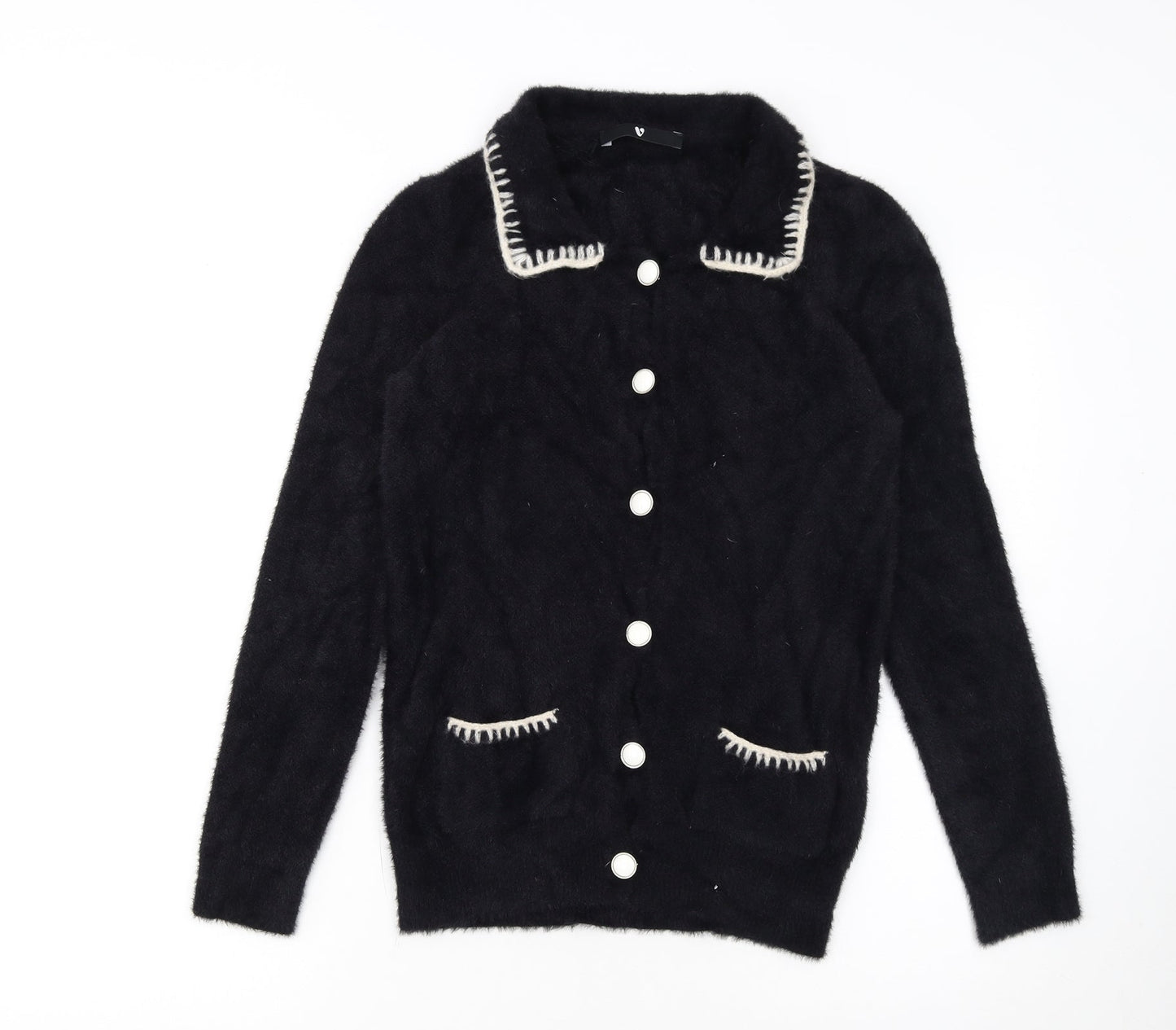 Very Women's Black Collared Knit Button Cardigan Size 8