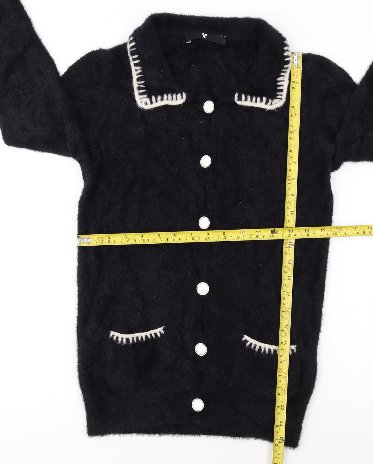 Very Women's Black Collared Knit Button Cardigan Size 8