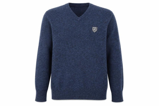 Superdry Men's Blue Lambswool Blend V-Neck Jumper Size L