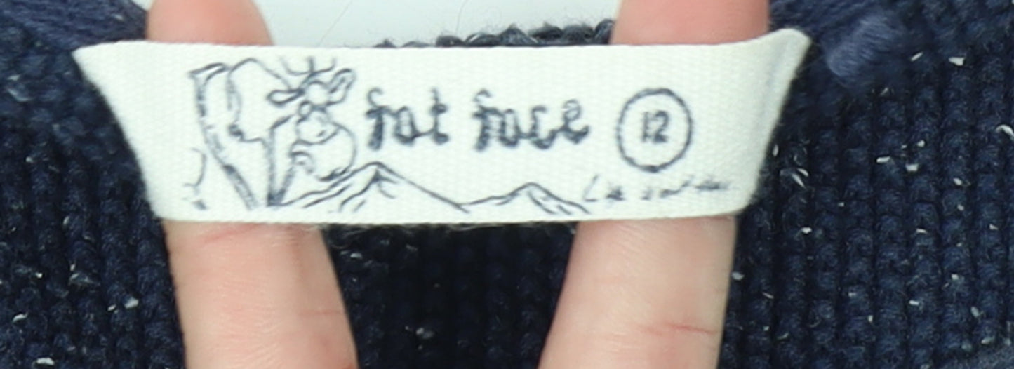 Fat Face Women’s Blue Cotton Pullover Jumper Size 12