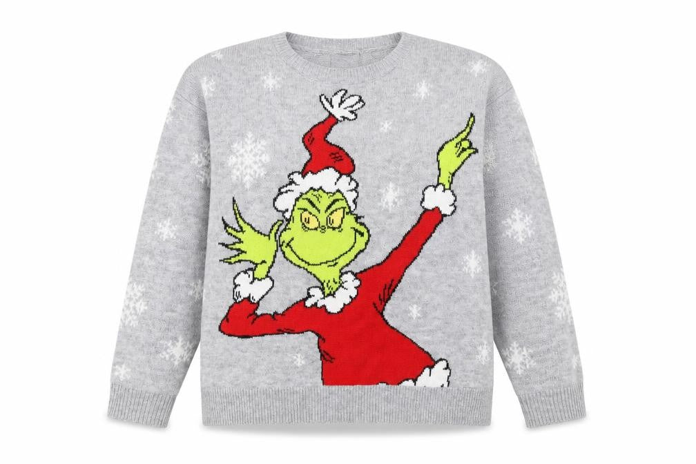 The Grinch Women's Grey Christmas Jumper XL Long Sleeve Crew Neck