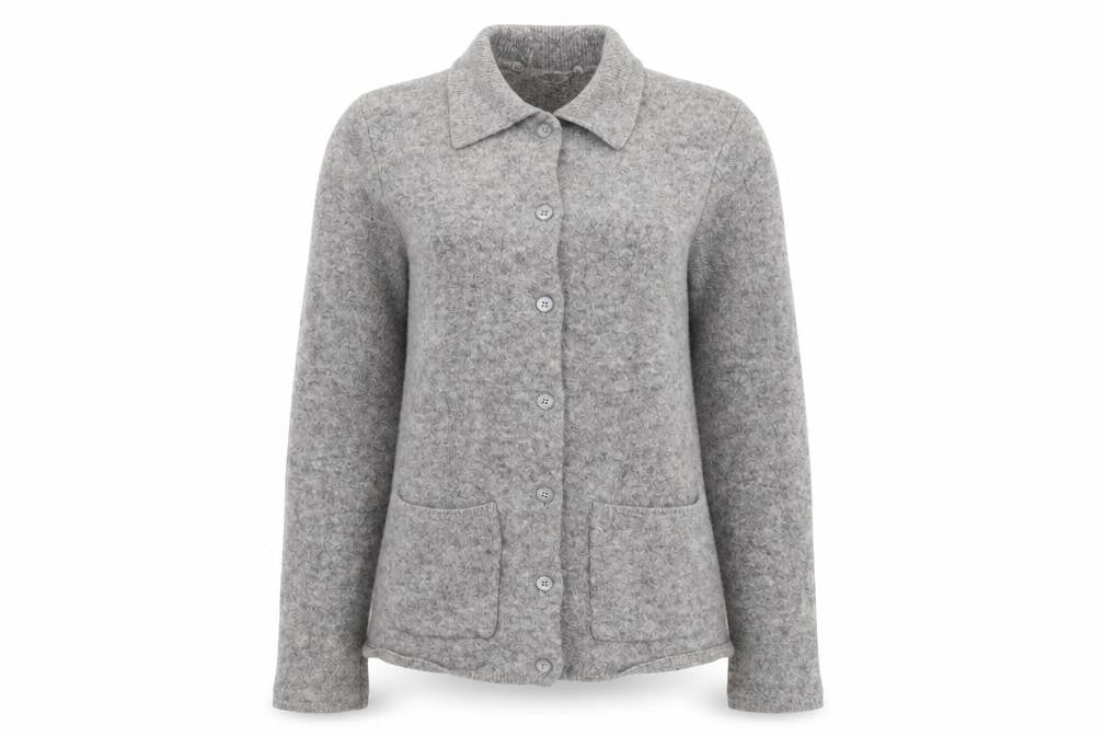 Next Womens Grey Merino Wool Collared Button Cardigan Size Small
