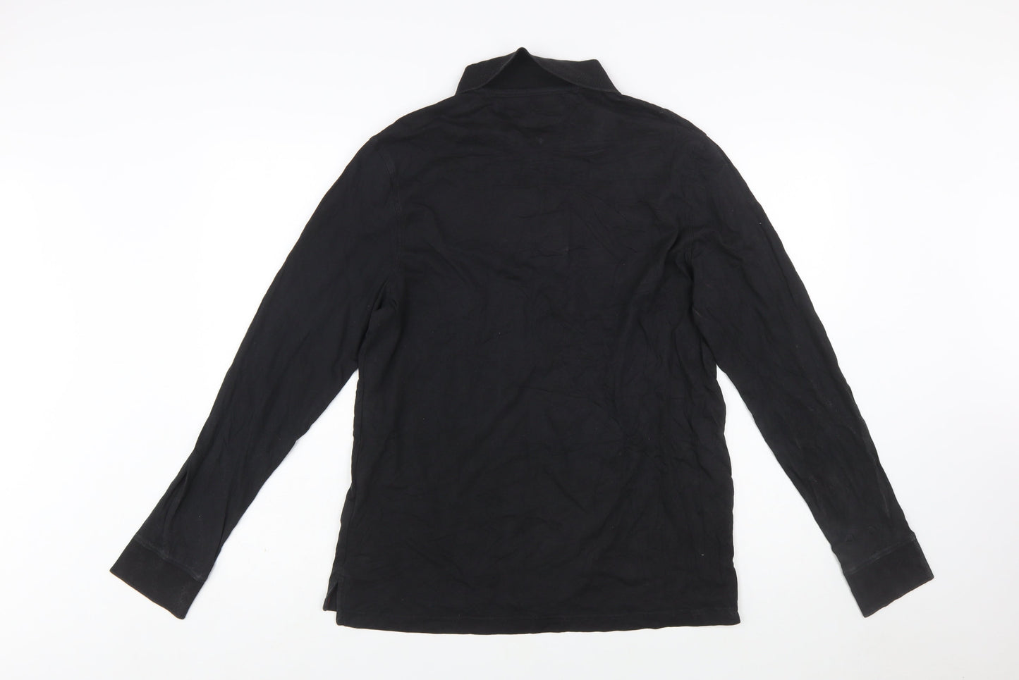 Tommy Hilfiger Men's Black Long Sleeve Polo Shirt Size L 100% Cotton