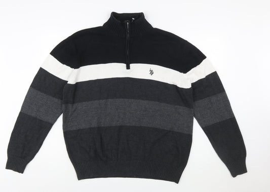 U.S. Polo Assn. Men’s Black 2XL Striped 1/2 Zip Knit Jumper
