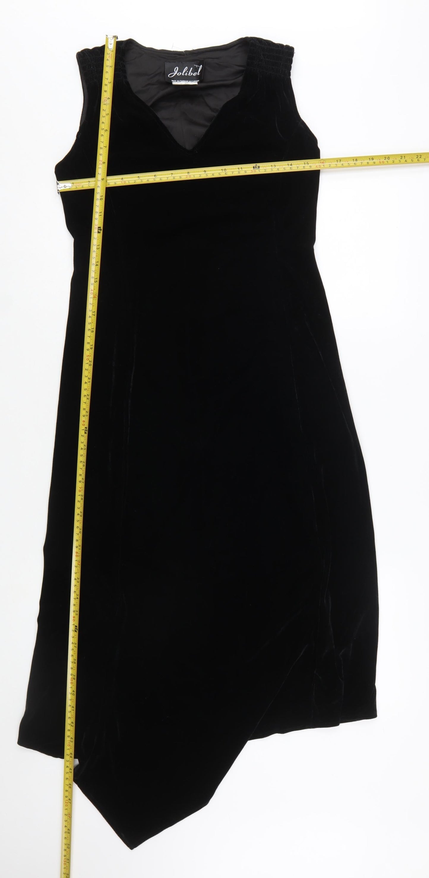 Jolibel Women's Black Velvet Asymmetric Sleeveless Midi Dress Size 8