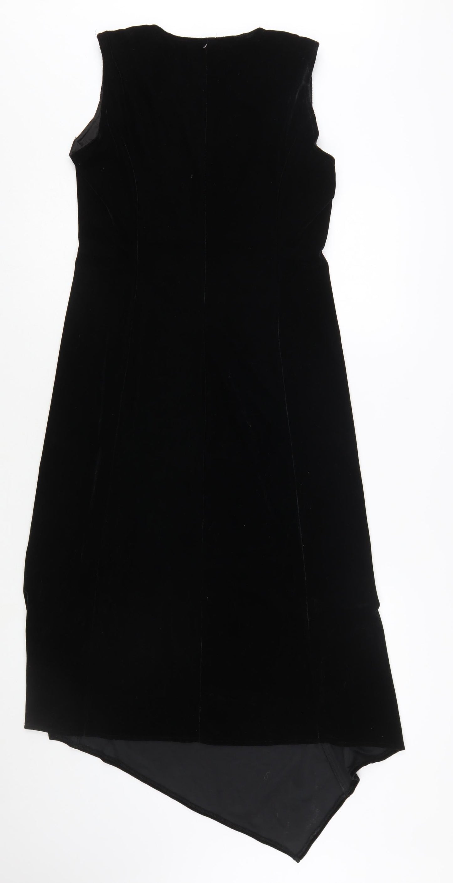 Jolibel Women's Black Velvet Asymmetric Sleeveless Midi Dress Size 8