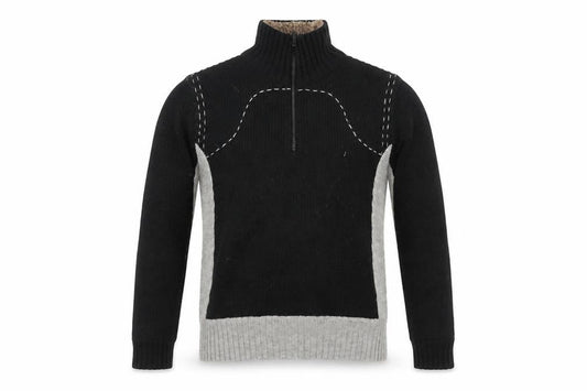 French Connection Men's Black Grey Wool 1/2 Zip Jumper L