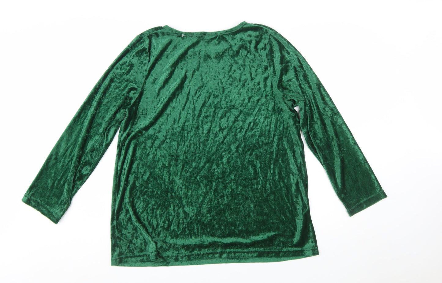 Truly Women’s Green Velvet Long Sleeve Beaded Blouse Size L