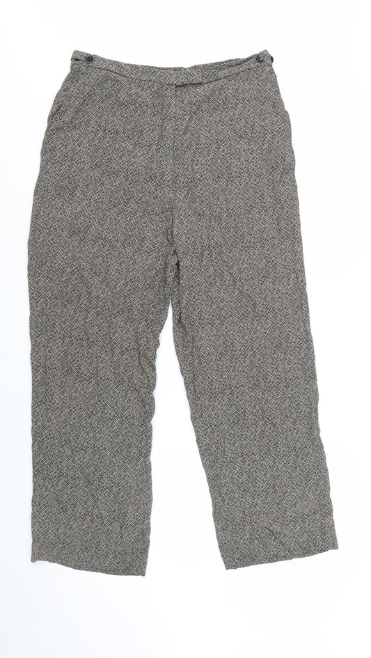 GIANNI Women's Grey Geometric Pleated Trousers Size 12