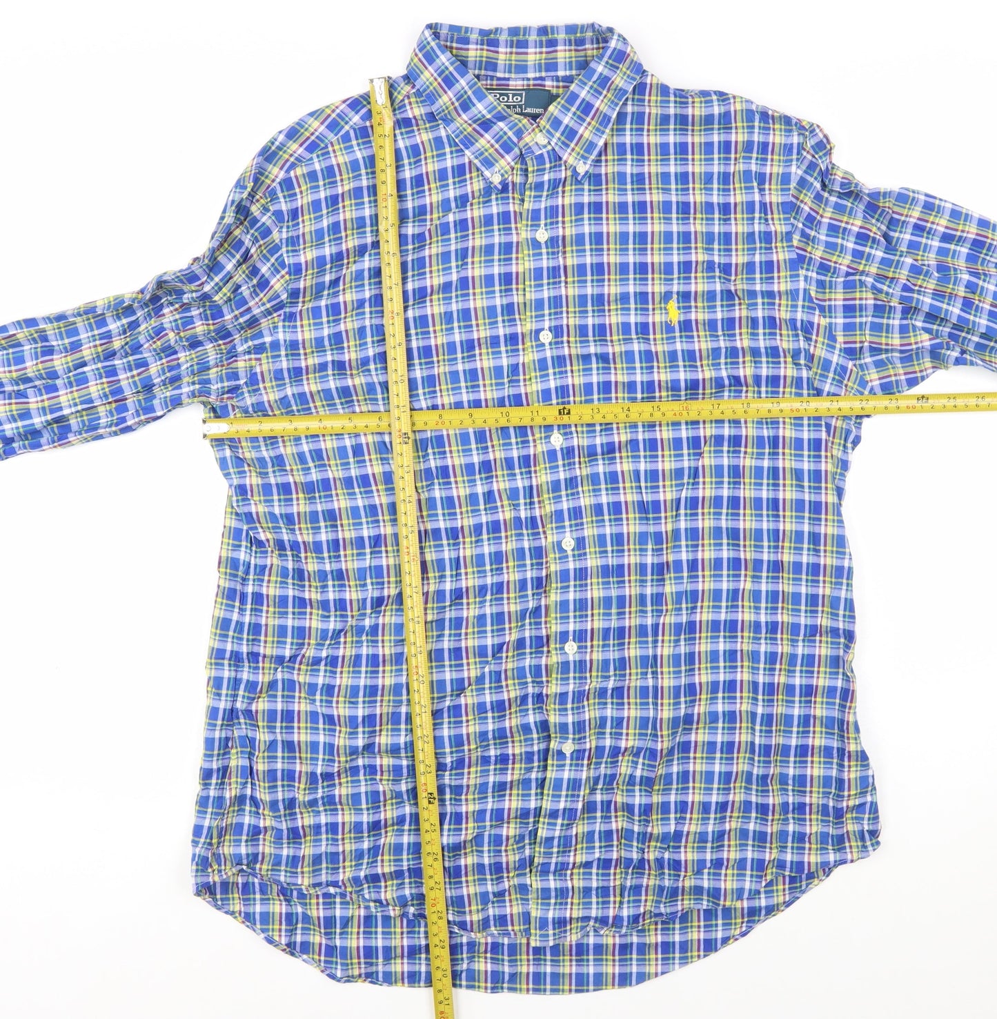 Ralph Lauren Men's Blue Check Long Sleeve Button-Down Shirt XL