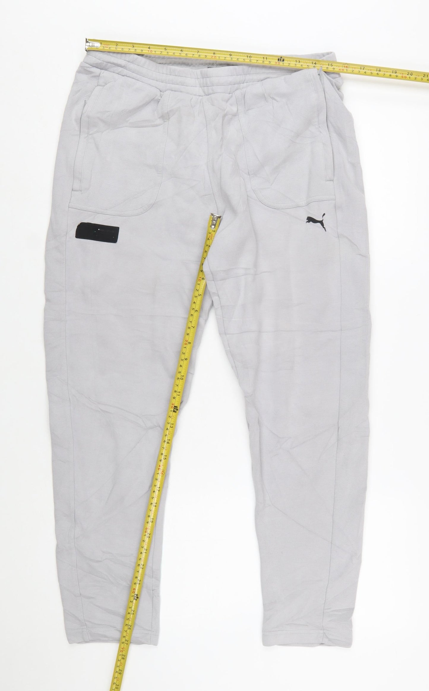 Puma Men's Grey Regular Fit Jogger Trousers Size L