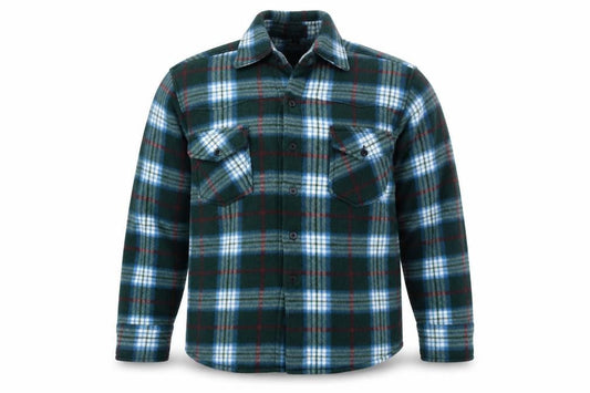 LANZANS Men's Green Plaid Flannel Button-Up Shirt L Regular Fit