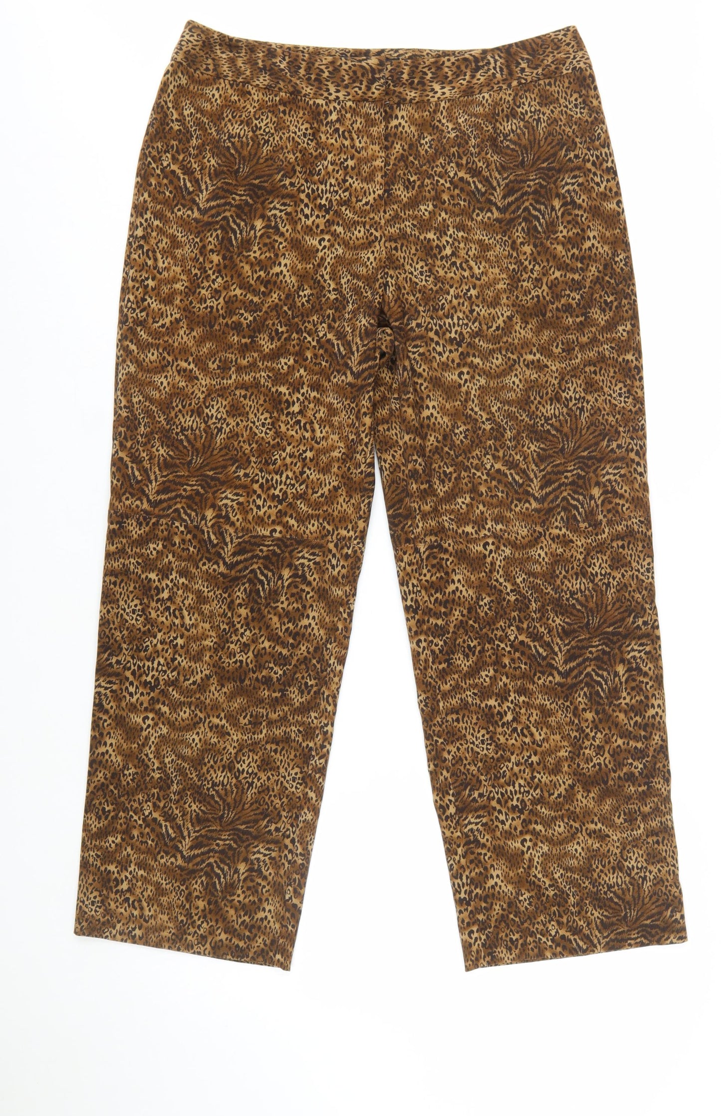 Norton McNaughton Brown Animal Print Petite Cropped Trousers Size 16
