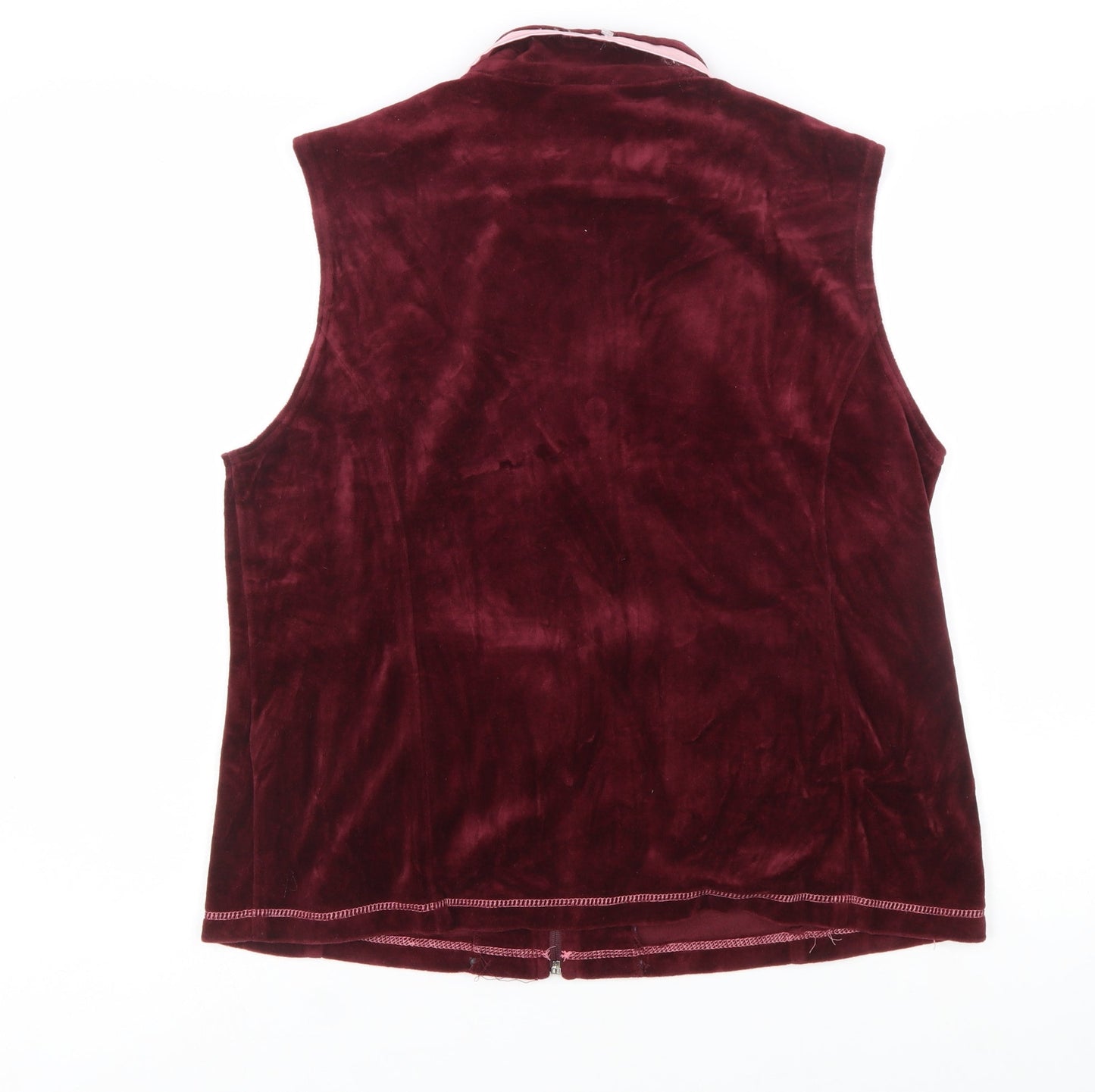 Café au Lait Women's Red Velour Zip Waistcoat XL Cotton Blend