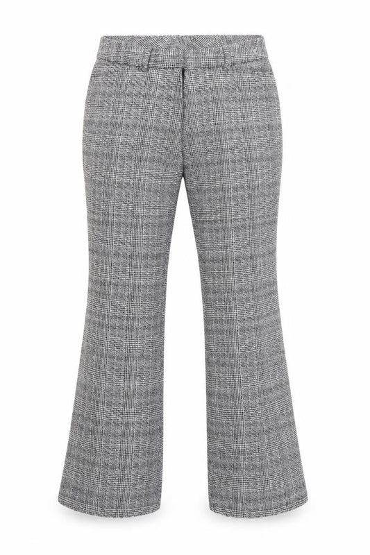 Worthington Women’s Grey Petite 6 Check Dress Pants Flared Trousers