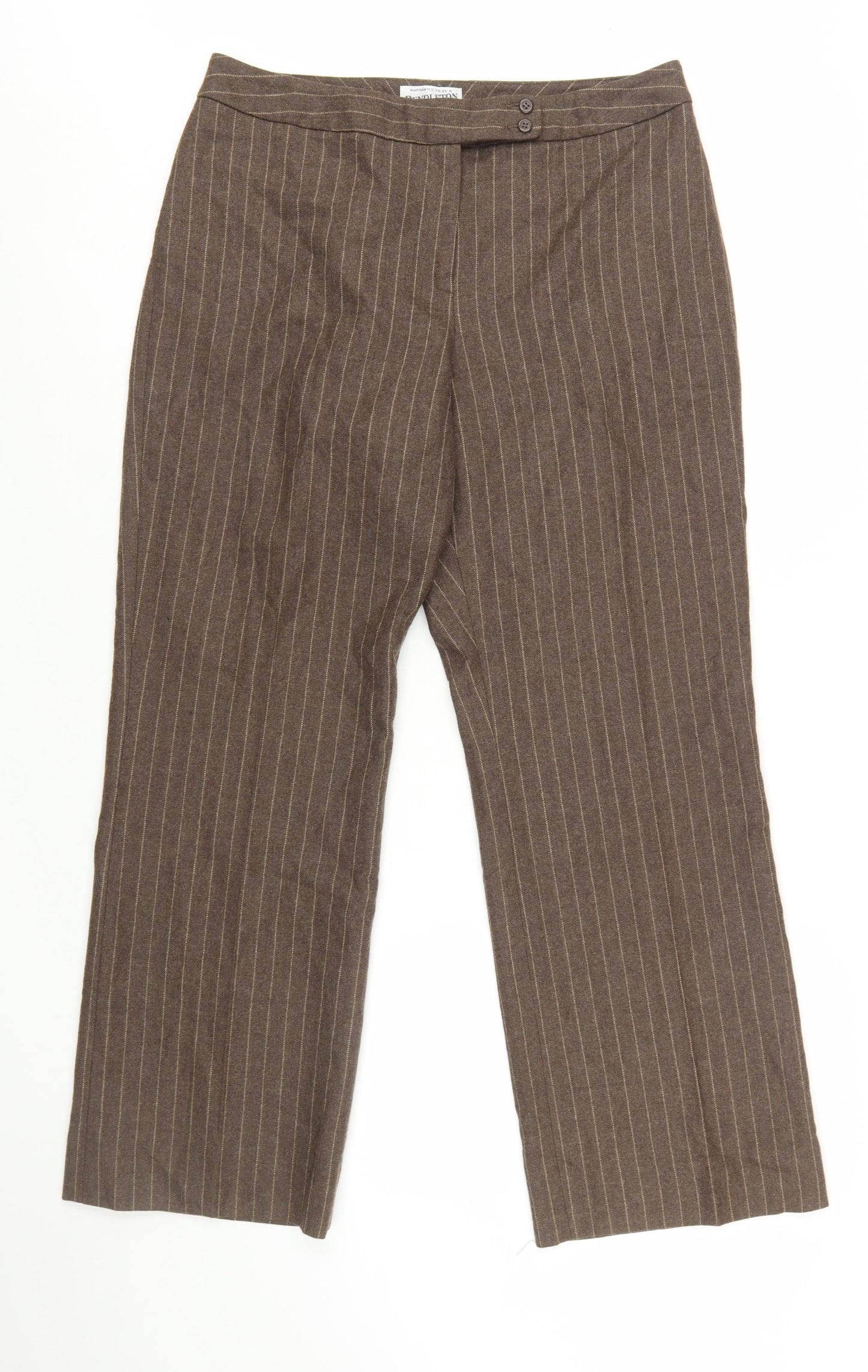 Pendleton Women Brown Wool Pinstripe Dress Pants Size 12 Petite