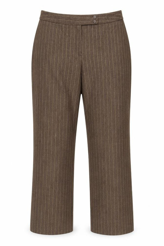 Pendleton Women Brown Wool Pinstripe Dress Pants Size 12 Petite