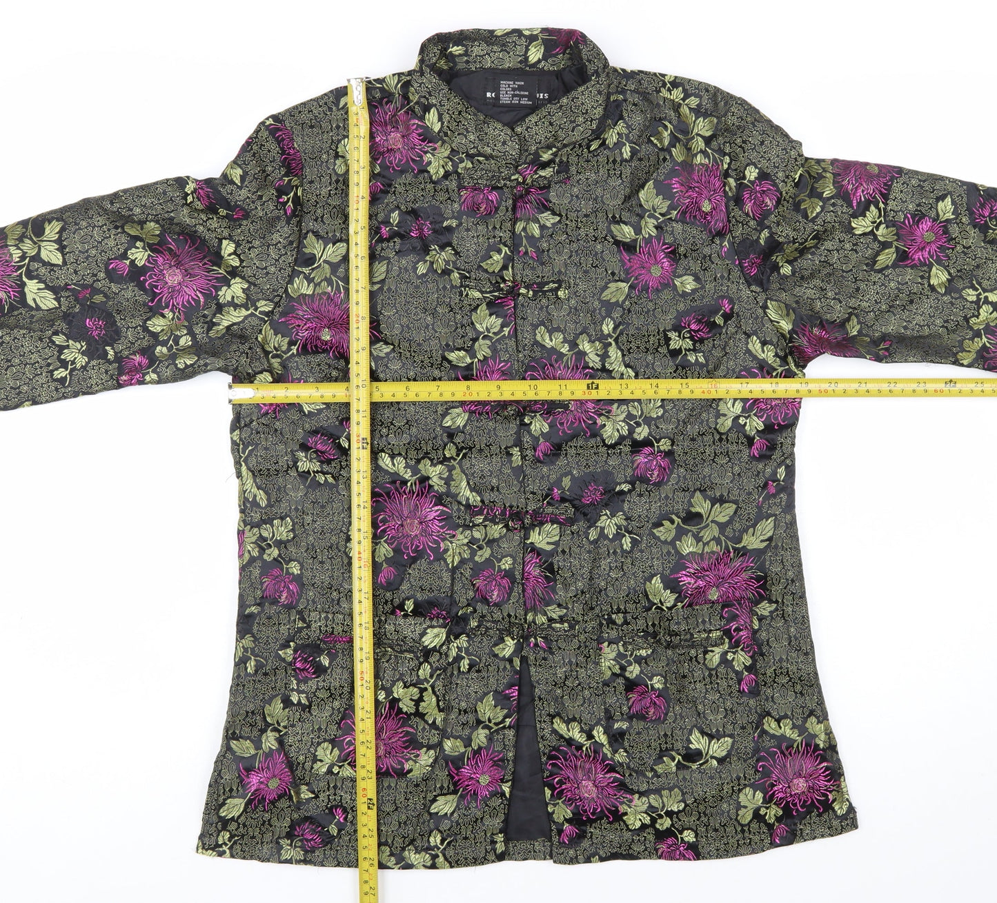 Robert Louis Women's Black Floral Silk Blend Jacket Size S