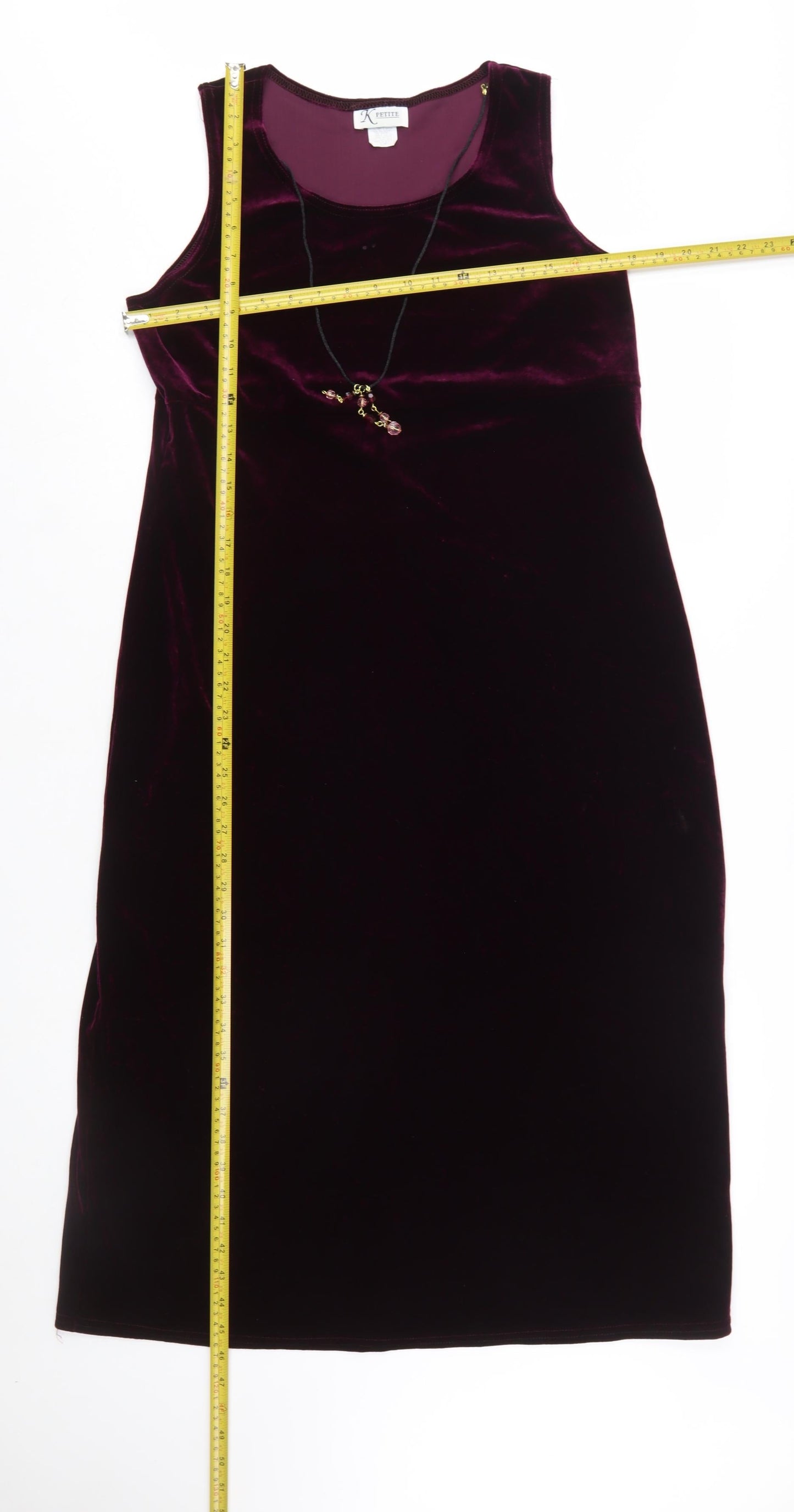K Petite Women Purple Velvet Sleeveless Sheath Dress Size 12 Petite