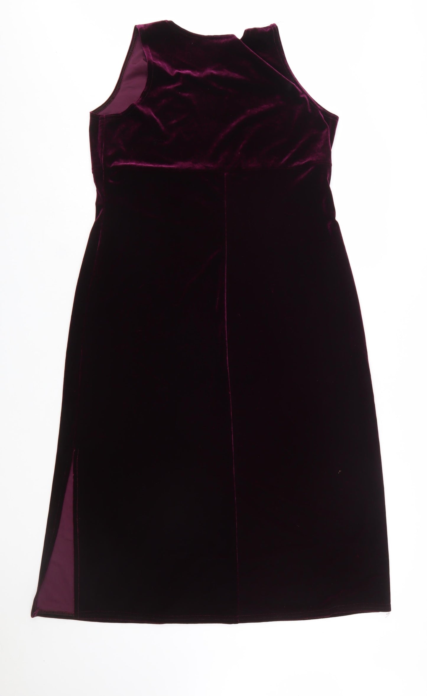 K Petite Women Purple Velvet Sleeveless Sheath Dress Size 12 Petite
