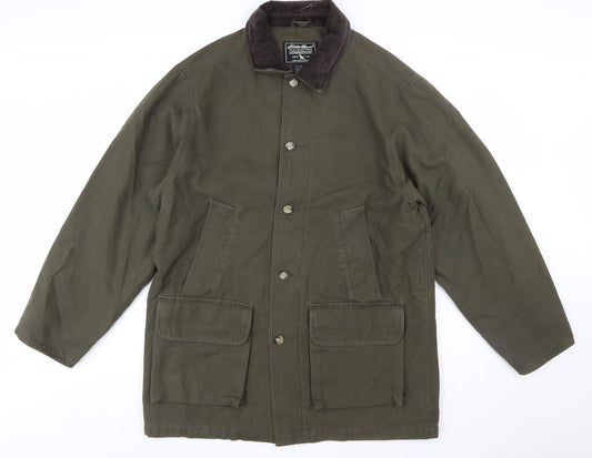 Eddie Bauer Men's Green Cotton Field Jacket Size M Regular Outdoor Style