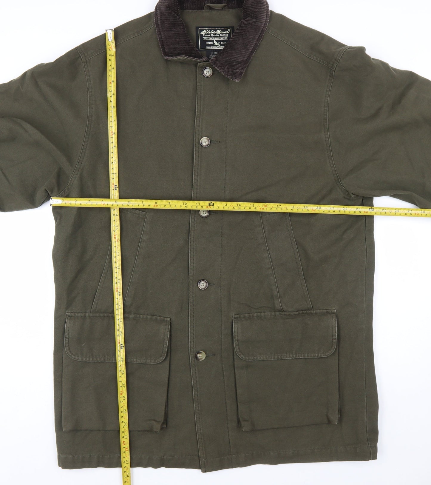 Eddie Bauer Men's Green Cotton Field Jacket Size M Regular Outdoor Style