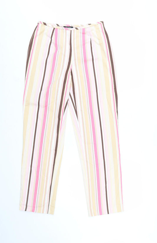Peck & Peck Women’s Multicoloured Striped Cotton Blend Trousers Size 6