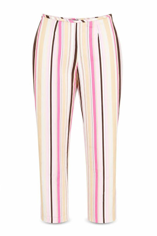 Peck & Peck Women’s Multicoloured Striped Cotton Blend Trousers Size 6