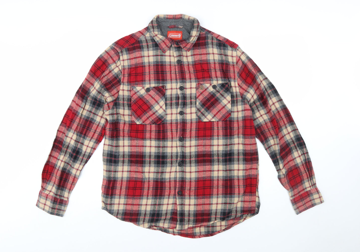Coleman Men's Red Checked Flannel Button-Up Shirt L Regular Fit