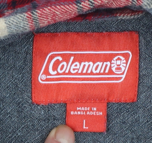 Coleman Men's Red Checked Flannel Button-Up Shirt L Regular Fit
