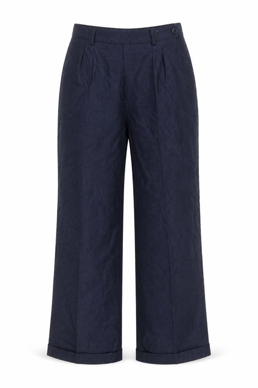 Jones New York Women's Blue Wool Pleated High-Rise Trousers Size 10