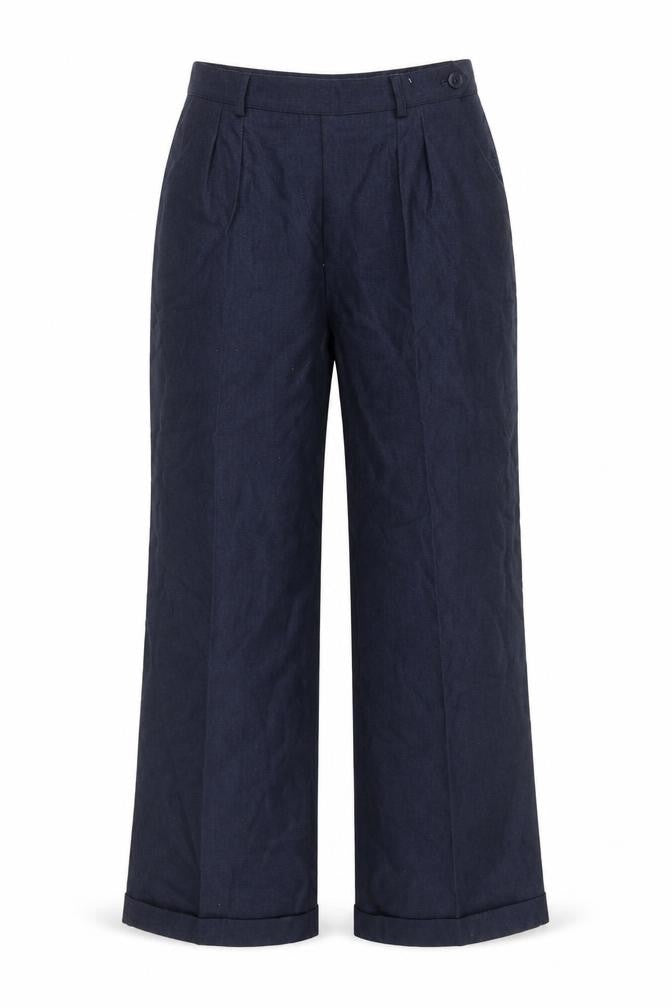 Jones New York Women's Blue Wool Pleated High-Rise Trousers Size 10