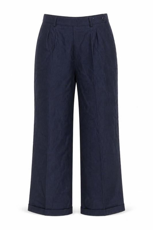 Jones New York Women's Blue Wool Pleated High-Rise Trousers Size 10