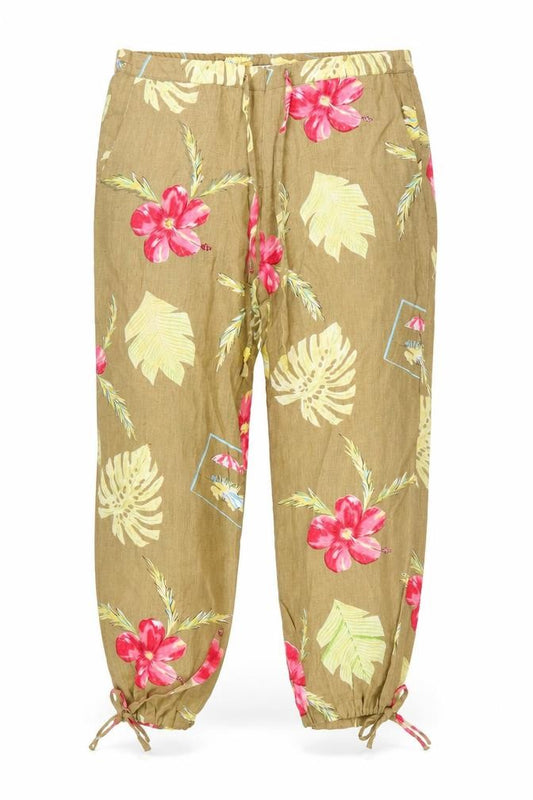 John Paul Richard Women’s Brown Floral Linen Cropped Trousers Size S