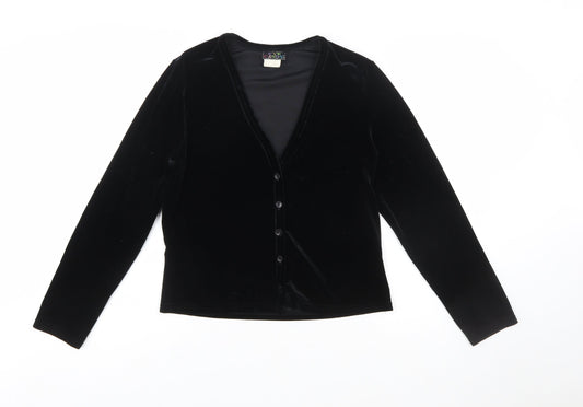 Eye Candy Women's Black Velvet Button-Up Top Long Sleeve Size L