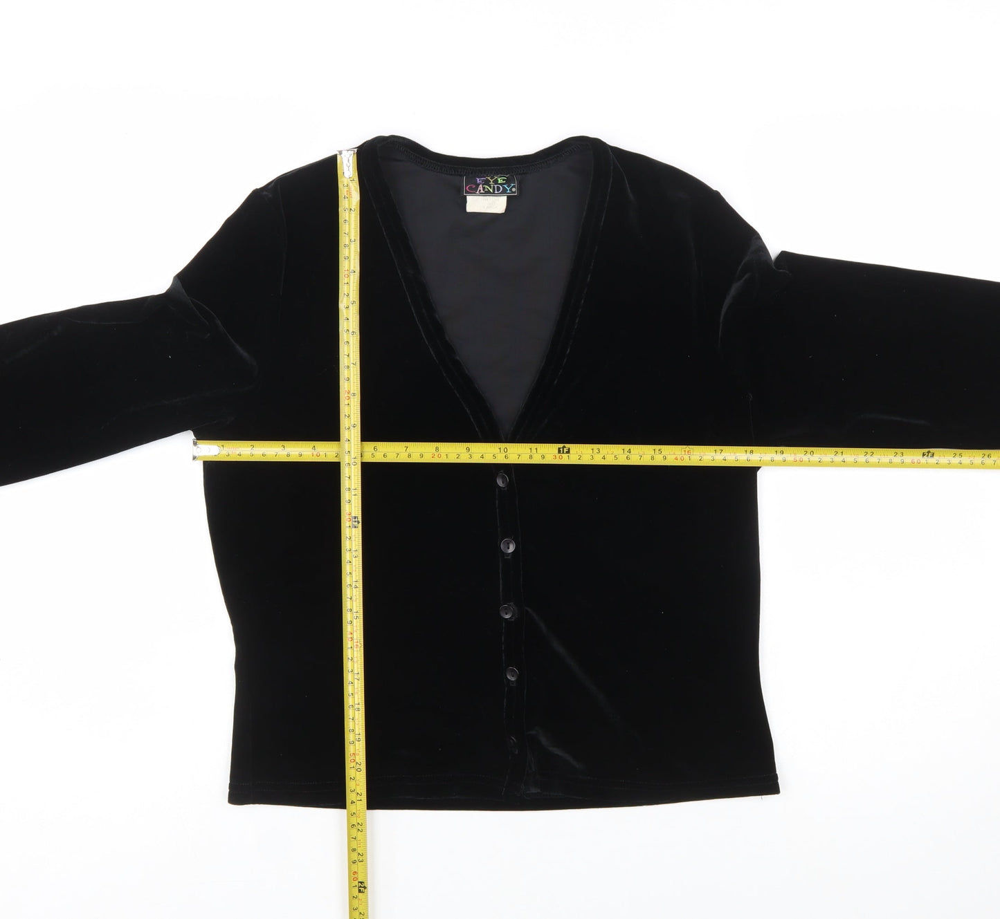 Eye Candy Women's Black Velvet Button-Up Top Long Sleeve Size L
