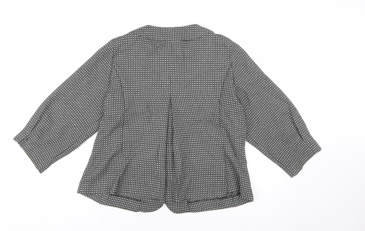 Joanna Womens Black White Check Blazer Jacket Size L Polyester
