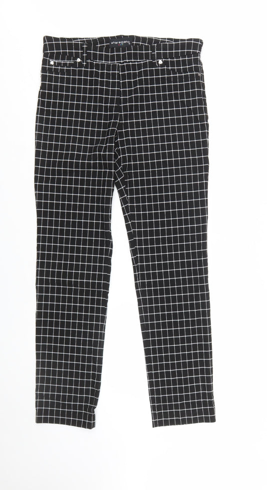 Sharagano Women's Black Check Tapered Trousers Size 10