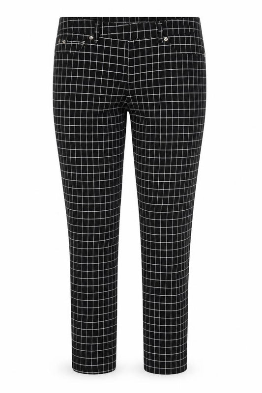 Sharagano Women's Black Check Tapered Trousers Size 10