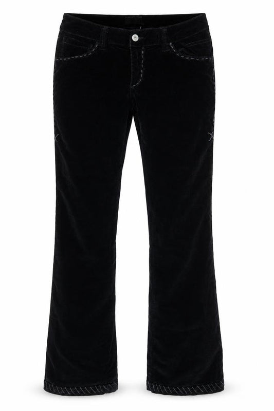Antik Denim Women's Black Velvet Flared Trousers Size 29