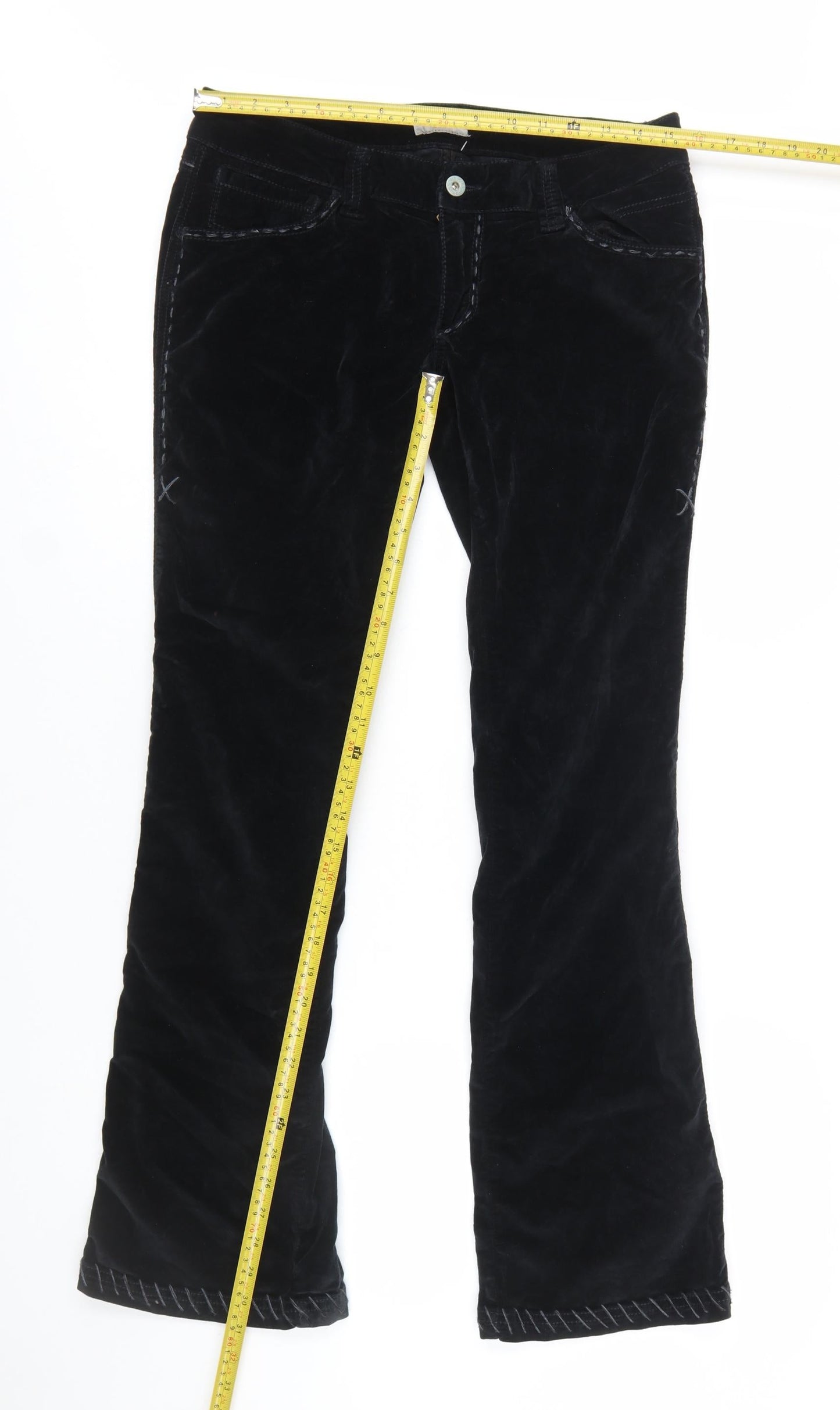 Antik Denim Women's Black Velvet Flared Trousers Size 29