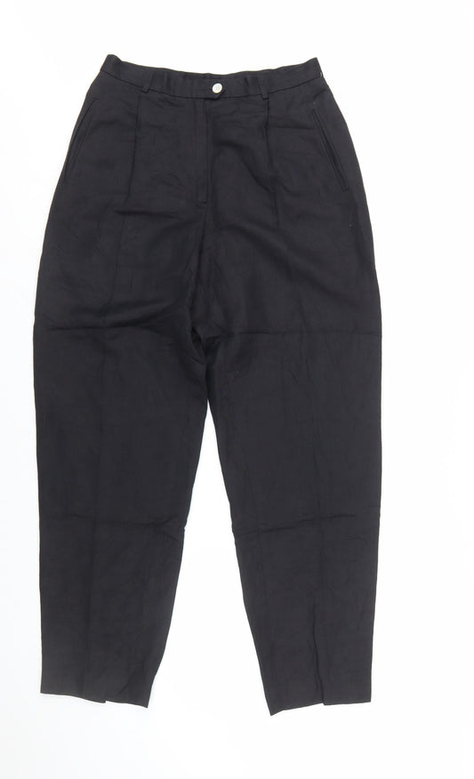 Liz Claiborne Women’s Black Linen Petite 10 Pleated Trousers