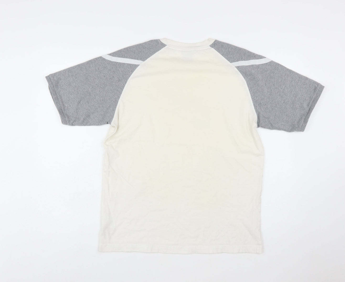 Nike Men's Grey and Cream Short Sleeve Crew Neck Graphic T-Shirt L