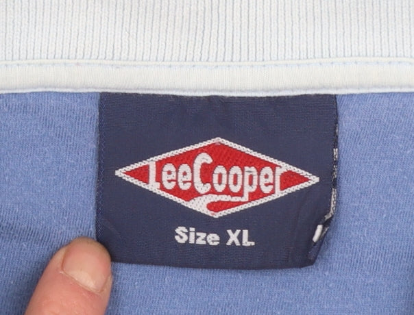 Lee Cooper Men's Blue XL Cotton Short Sleeve Polo Shirt